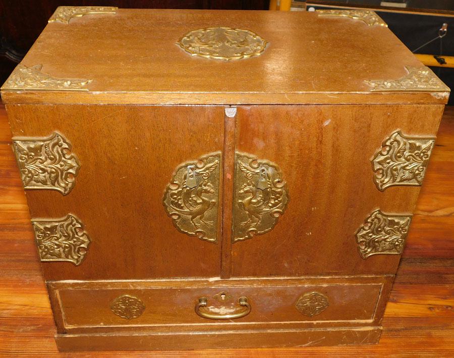 Mahogany Oriental Brass Bound Cabinet (1 of 6)