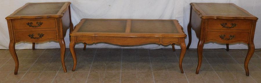 Cherry Fr Provincial Tooled LT End Tables & Coffee (1 of 7)