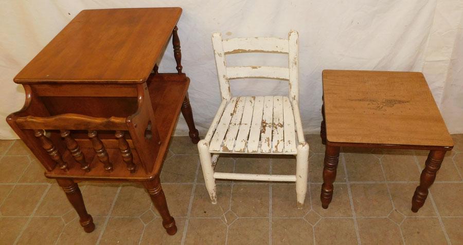 Maple Magazine Stand- Stool - Painted Childs Chair (1 of 3)