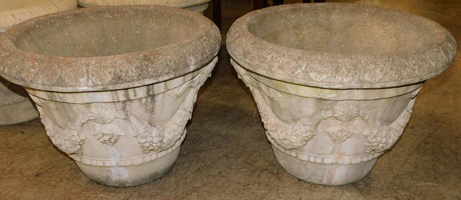 Pair Concrete Planters W/ Victorian Motif (1 of 5)