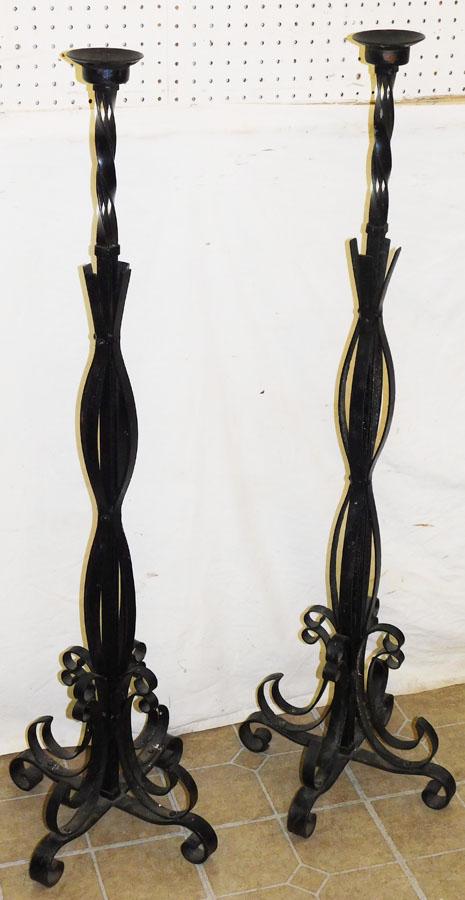 2 Forged Wrought Iron Floor Candle Holders (1 of 6)
