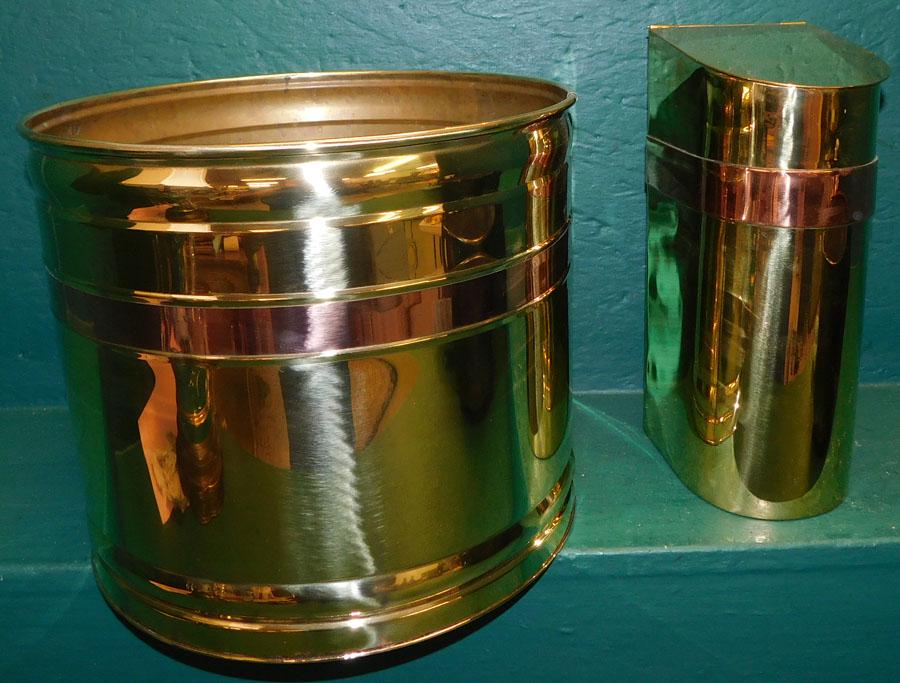 Brass Jardiniere & Brass Match Box w Copper accents (1 of 3)