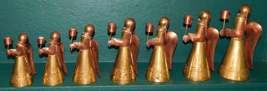 7 Graduated Brass & Copper Candle Holders (1 of 4)