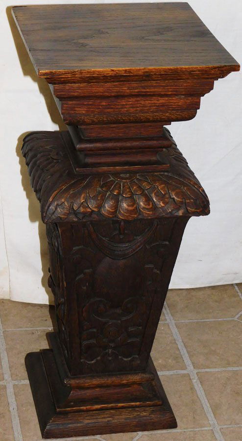 Antique Ornate Carved Oak Pedestal Stand (1 of 5)