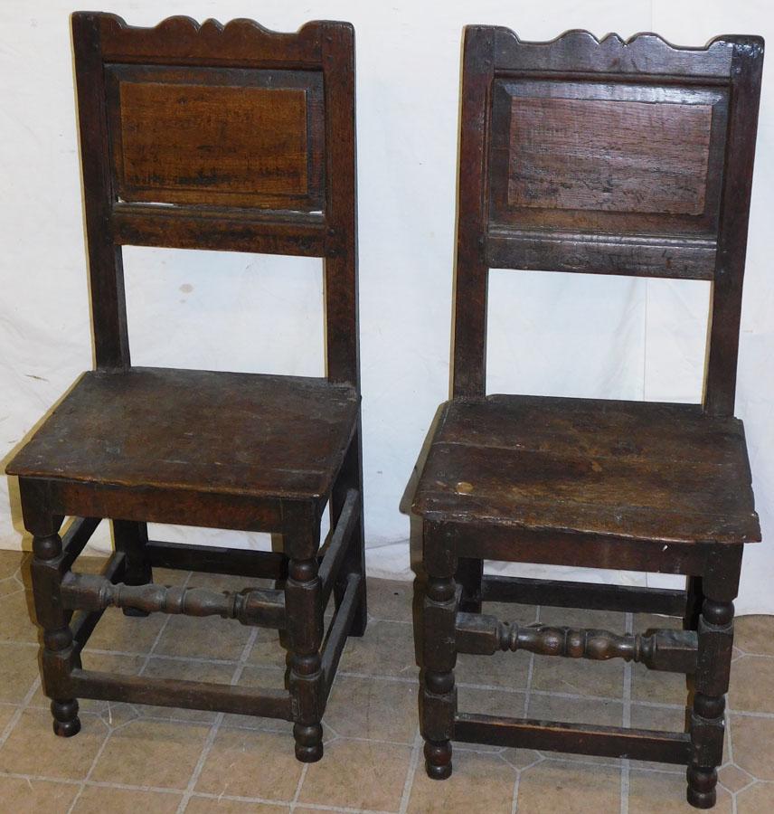 Pair of 18th C English Oak Side Chairs (1 of 8)