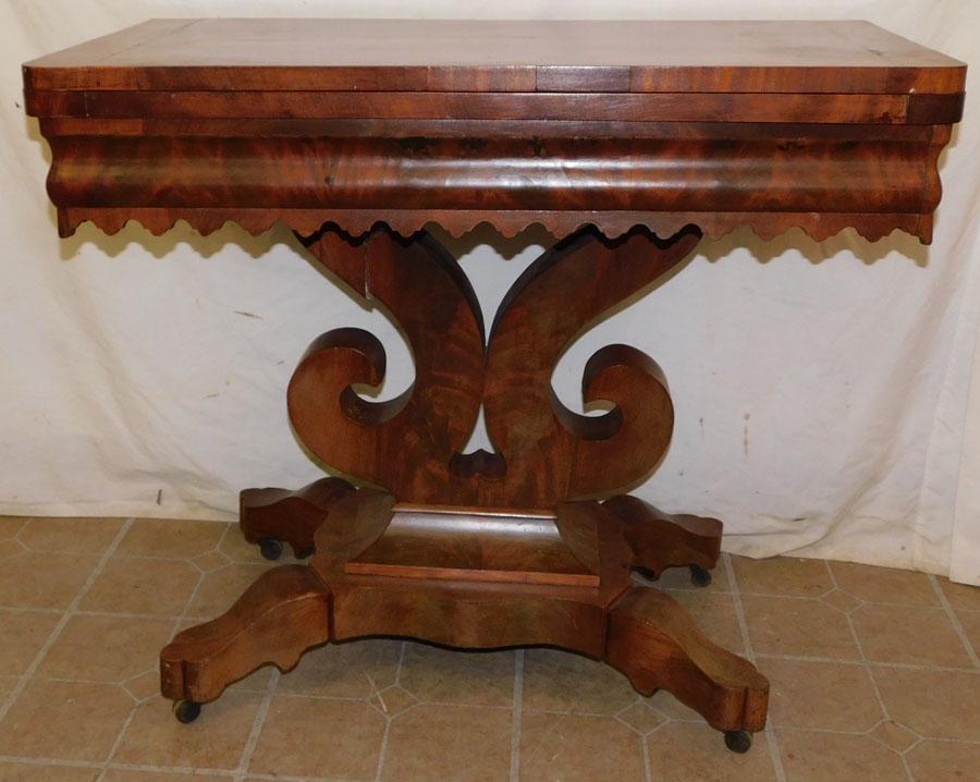 Antique Mahogany Empire Fold Over Top Game Table (1 of 4)