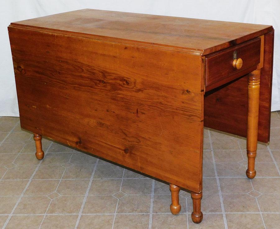 Antique Pine Sheraton Drop-Leaf Table with 2 Drawers (1 of 4)