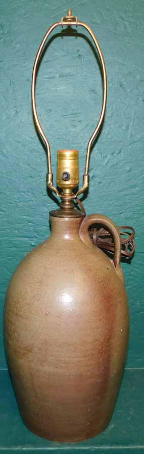 Stoneware Whiskey Jug Made Into Lamp (1 of 2)