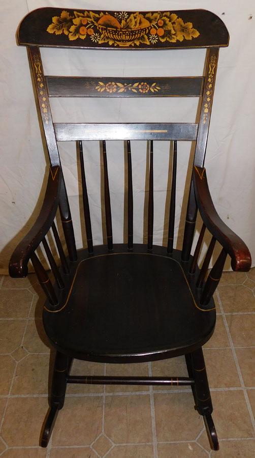 Antique Hitchcock Decorated Rocking Chair: Antique Hitchcock Decorated Rocking Chair . 40" H