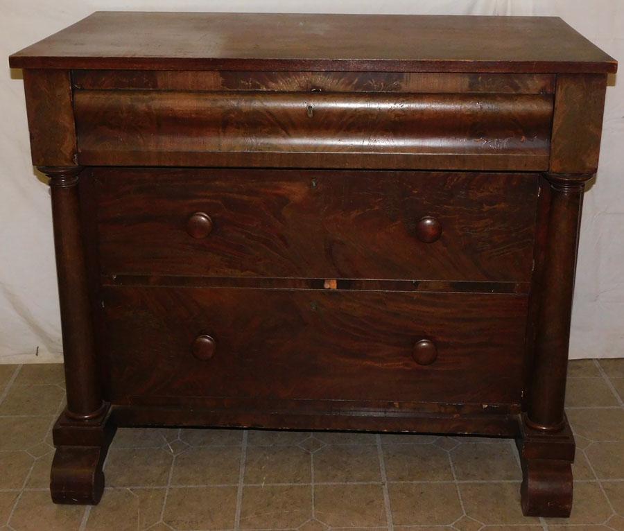 Antique Mahogany Empire 3 Drawer Chest (1 of 5)