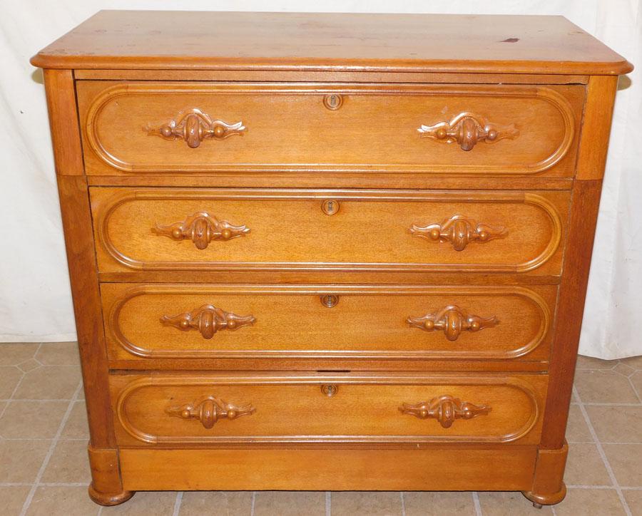 Antique Walnut Victorian 4 Drawer Chest (1 of 6)