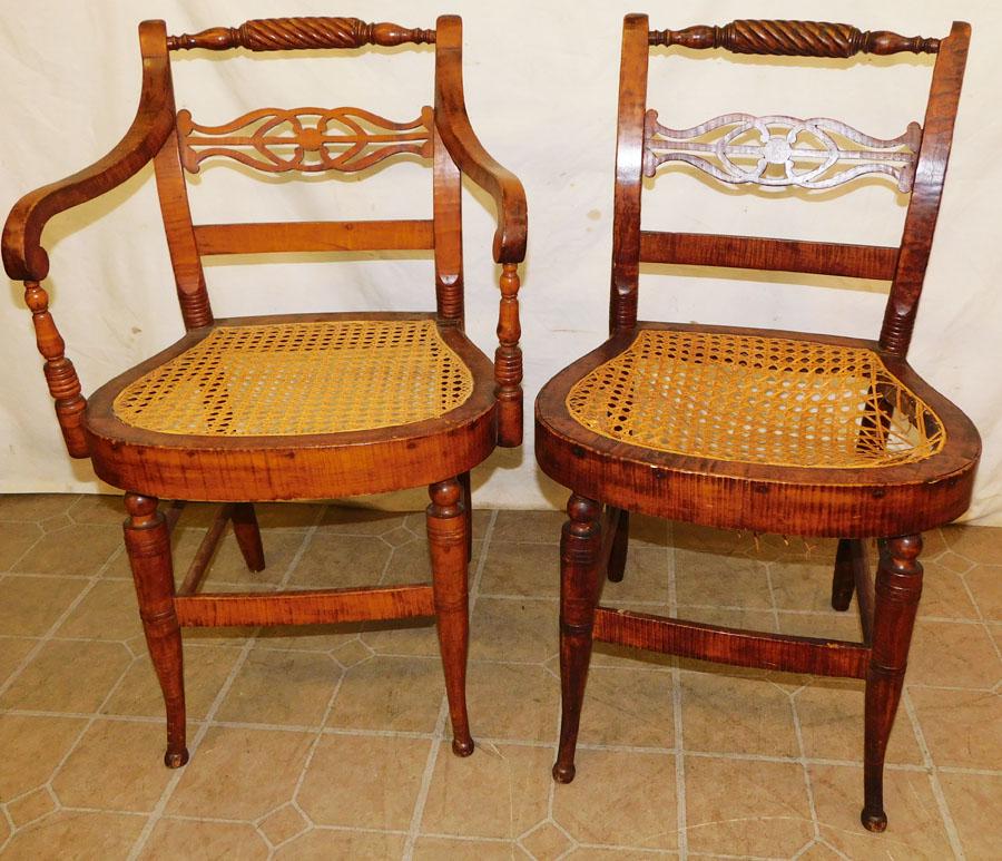 2 Antique Tiger Maple Sheraton Side Chairs (1 of 9)