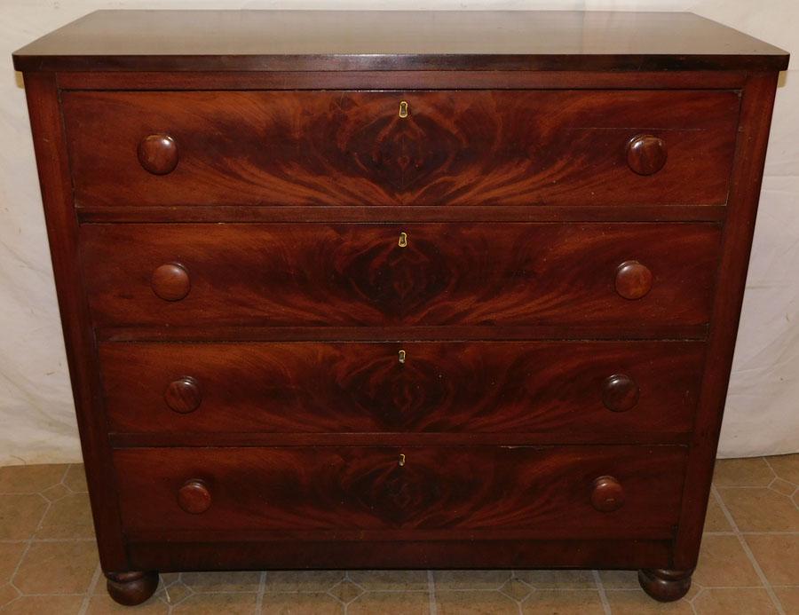 19th C Mahogany Empire 4 Drawer Chest (1 of 6)