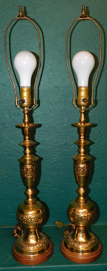 Pair of Oriental Candlesticks Made Into Lamps (1 of 2)