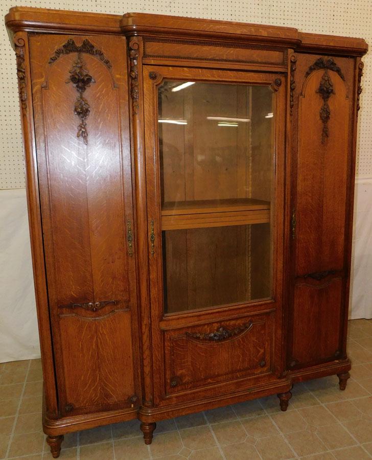 Antique French Oak Bookcase, (Missing Glass on Door) (1 of 8)