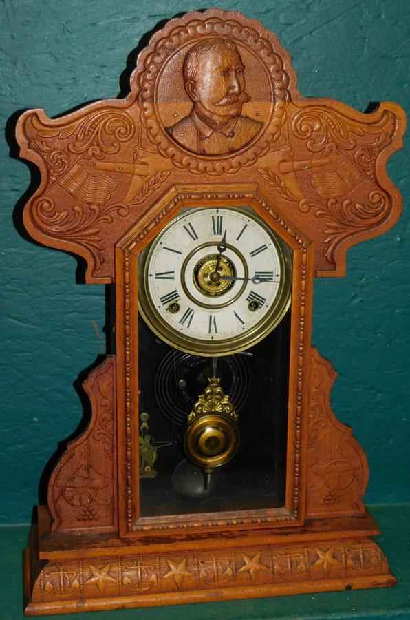 Rare Admiral Dewey Oak Ingraham Gingerbread Clock (1 of 7)