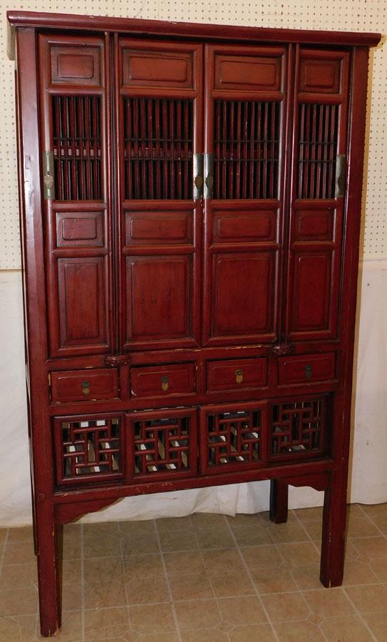 Red Lacquer Oriental Cabinet (1 of 10)