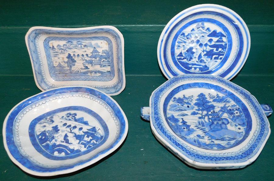 Four 19th C Canton Serving Bowls (1 of 2)