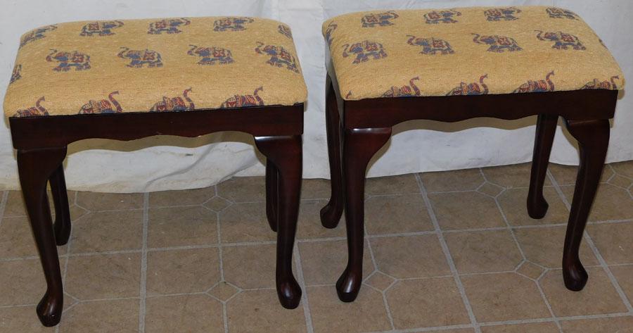 Pair of Mahogany Queen Anne Benches By Bombay Co. (1 of 5)