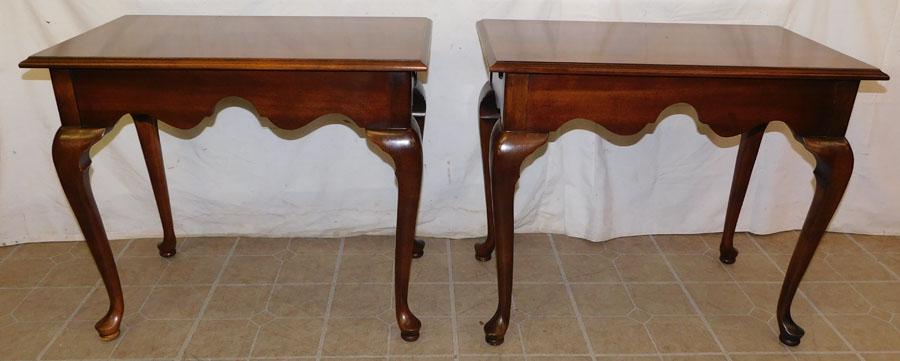 Pair Queen Anne Cherry Tea Tables W/ Slides: Pair Queen Anne Cherry Tea Tables W/ Slides . 30 1/4" W 18 1/4" D 26" H