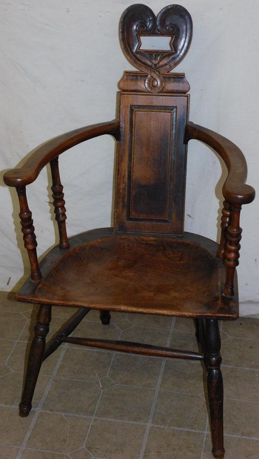 Antique Elm Wood Arm Chair (1 of 5)