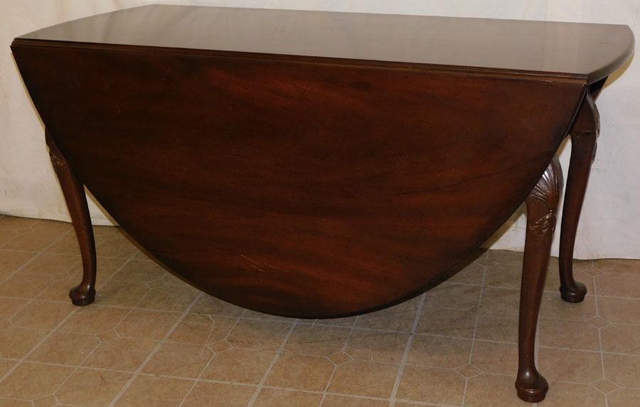 Mahogany QA Drop Leaf Table W/ Shell Carvings (1 of 9)