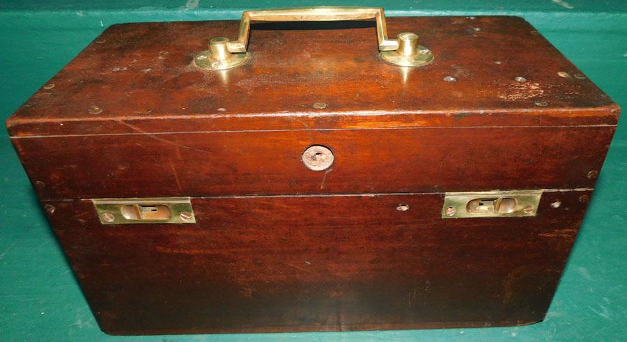 Antique Mahogany Box W/ Brass Handle (1 of 4)