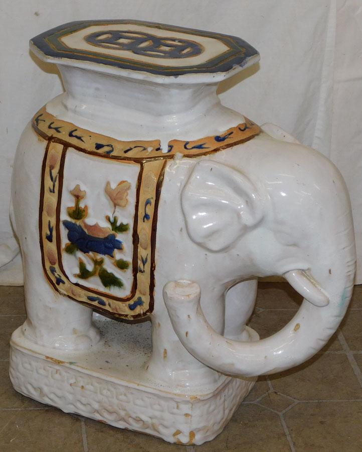 Oriental Porcelain Elephant Garden Seat: Oriental Porcelain Elephant Garden Seat. 21 3/4" H