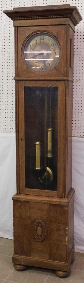 Antique Oak German Grand Father Clock W/ Brass Dial (1 of 6)