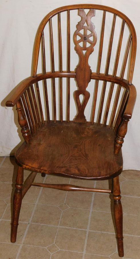 Antique Elm Wood Windsor Arm Chair (1 of 5)