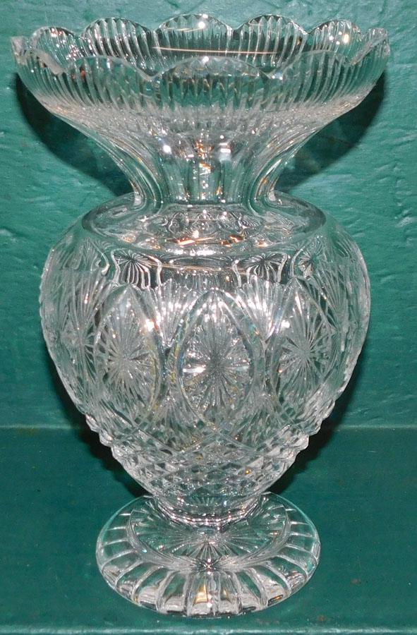 Waterford Heavy Cut Glass Vase - Etched Signed (1 of 5)