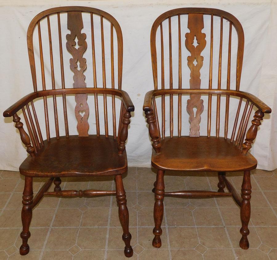 Pair Antique Windsor Arm Chairs (1 of 3)