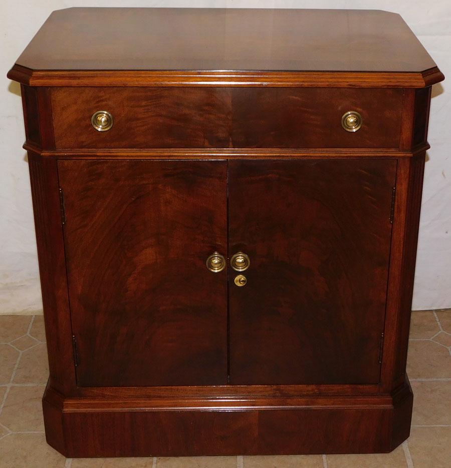 Walnut One Drawer Two Door Banded Top Cabinet (1 of 7)