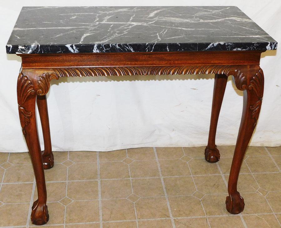 Mahogany Chippendale Shell Carved MT Console (1 of 4)