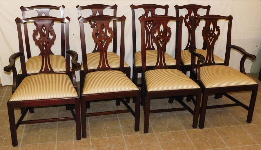 Set of 8 Henkel Harris Mahogany Chippendale Chairs (1 of 7)