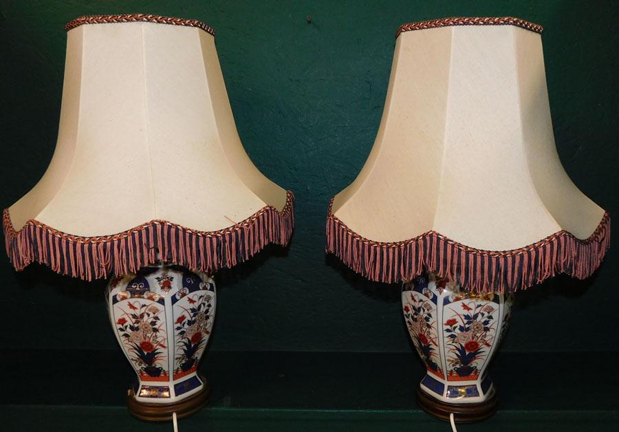 Pair Porcelain Imari Style Lamps (1 of 3)