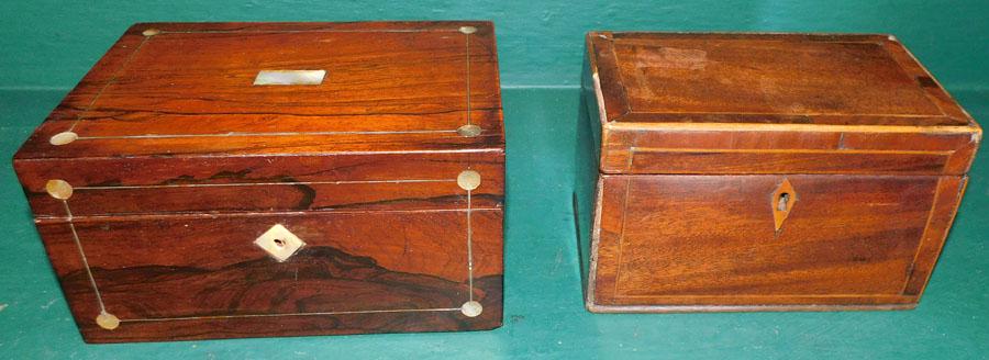 19th C Rosewood Box & 19th C Mahogany Box (1 of 5)