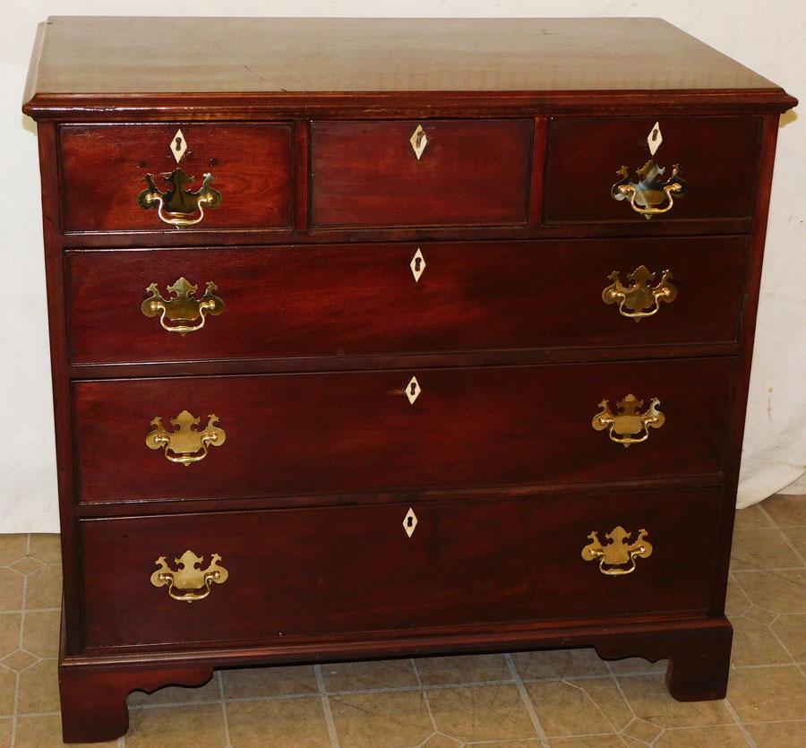 19th C Mahogany 3/3 Dr Scottish Bachelor's Chest: 19th C Mahogany 3/3 Drawer Scottish Bachelor's Chest . 39 3/4" W 22" D 37 1/2" H