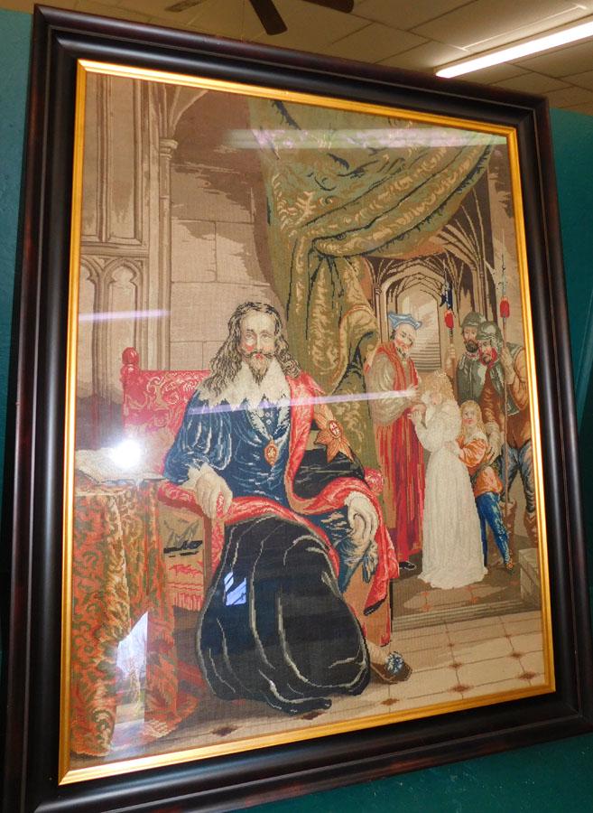 Framed English Needlepoint Portrait Of King Charles I (1 of 4)