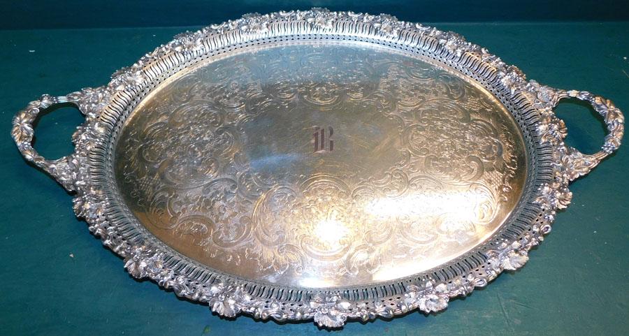 Open Work Grape & Cable Sheffield Serving Tray (1 of 5)