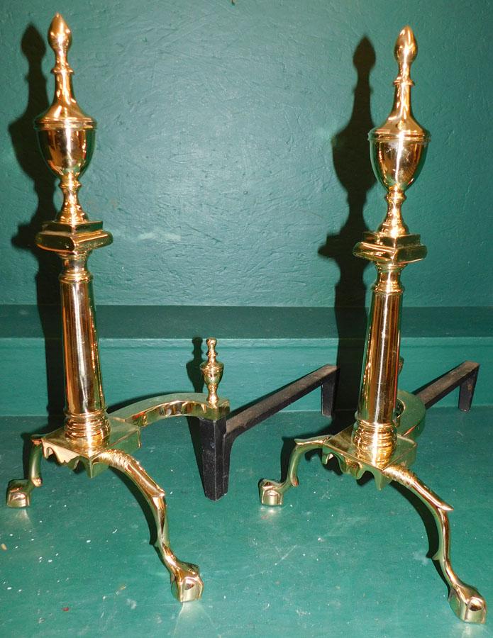 Pair Polished Brass Andirons (1 of 5)