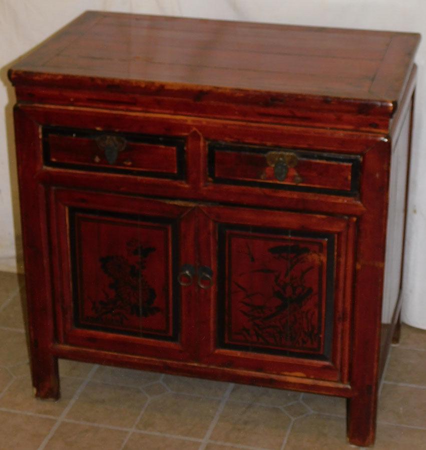 Small Oriental Red Painted Cabinet (1 of 8)