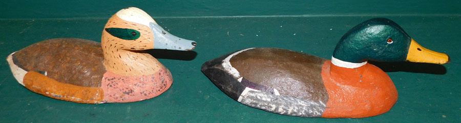 Two Paint Decorated Cast Iron Zinc Duck Decoys (1 of 3)