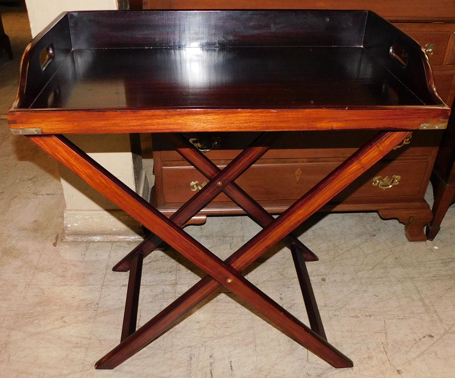 Campaign Style Teakwood Butlers Tray Table (1 of 3)