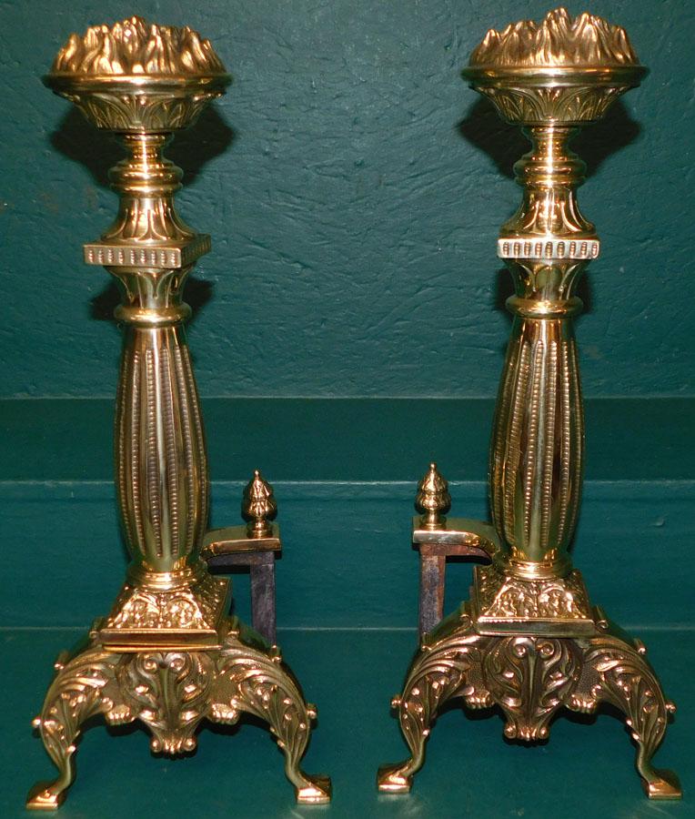 Pair Polished Brass Andirons (1 of 4)
