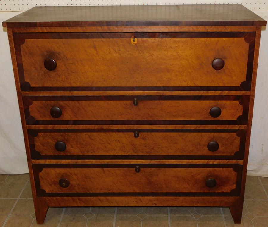 19th C BEM & Mahogany Front Cherry 4 Drawer Chest (1 of 6)