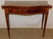 19th C Mahogany Inlaid Serpentine Front Game Table