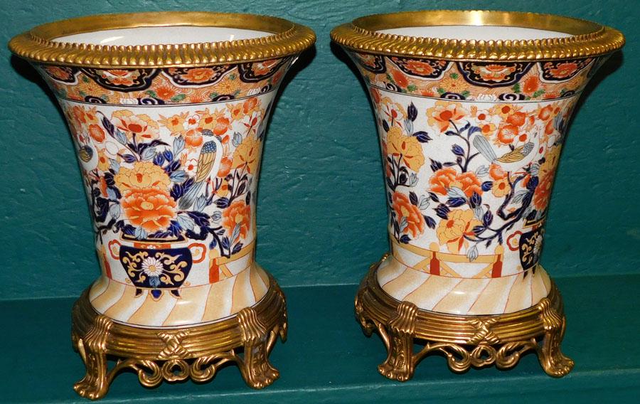 Pair Imari Style Brass Mount Vases (1 of 5)