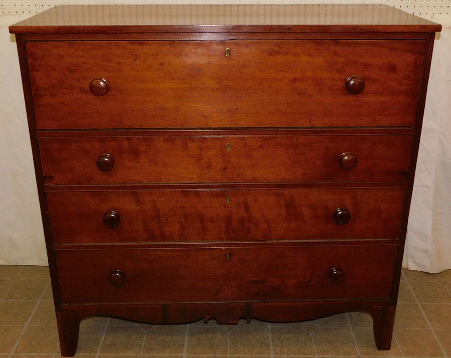 19th C Cherry 4 Drawer Chest (1 of 7)