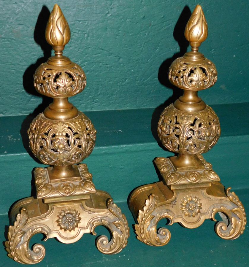 Pair Brass Andirons (1 of 4)